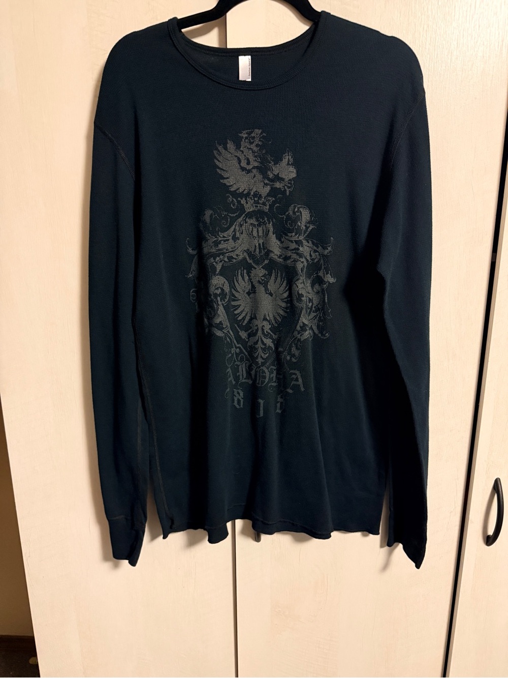 American Apparel Black Long-Sleeve Graphic Thermal Shirt